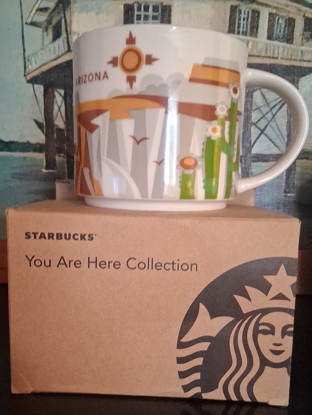 Starbucks White Mug with Orange & Green Arizona Design